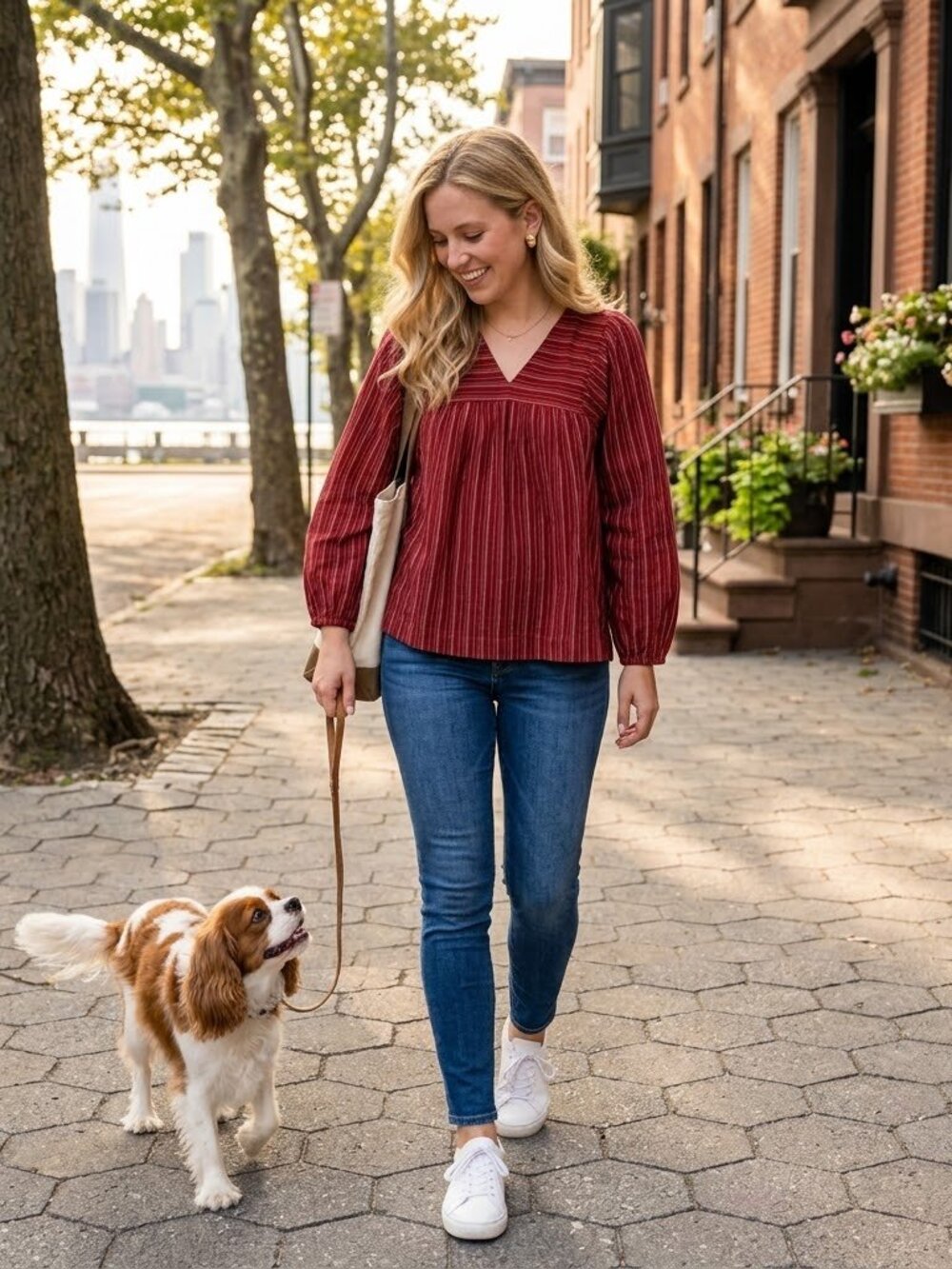 Madewell women size XS red boho California casual long sleeve shirt blouse